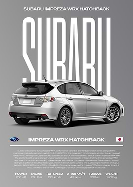 Subaru Impreza WRX Hatchback Car Poster
