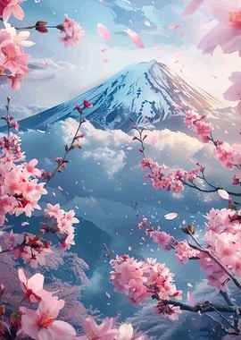 Mount Fuji with Cherry Blossoms
