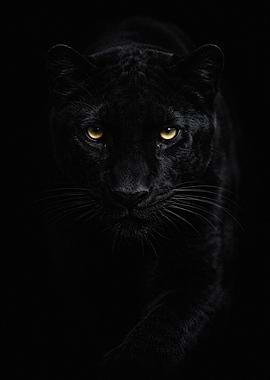 Black Panther with Intense Yellow Eyes