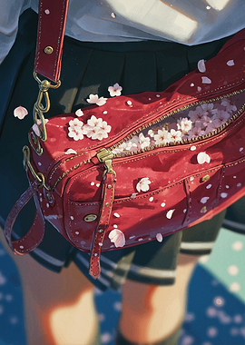 Red Bag with Cherry Blossoms