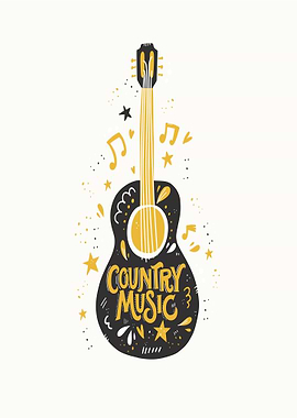 Country Music Guitar Illustration