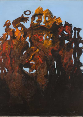 Abstract Figures in Brown and Orange