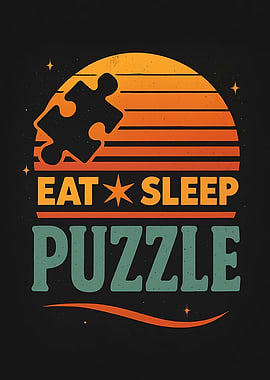 Eat Sleep Puzzle Retro Design