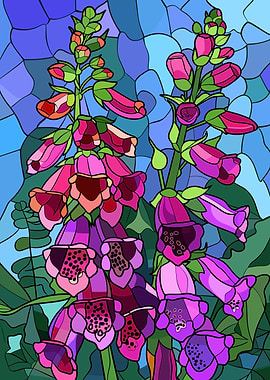 Stained Glass Foxglove Flowers