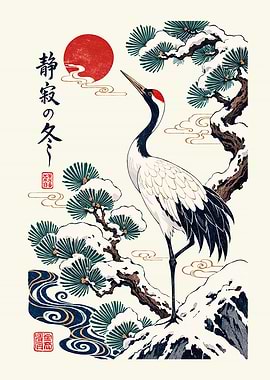 Japanese Crane in Winter