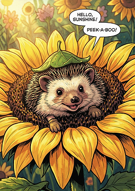 Hedgehog in a Sunflower