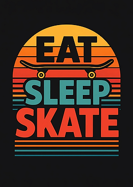 Eat Sleep Skate Retro Sunset