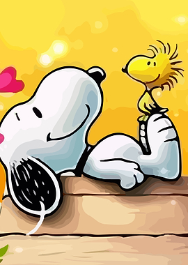 Snoopy and Woodstock on a sunny day