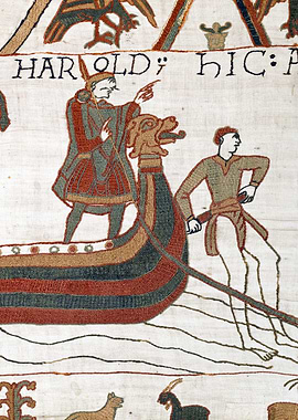 Harold Godwinson Arrives in Ponthieu Bayeux Tapestry Scene 6