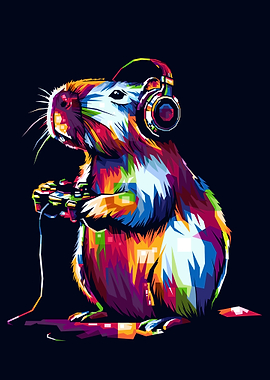 Colorful Capybara Gamer