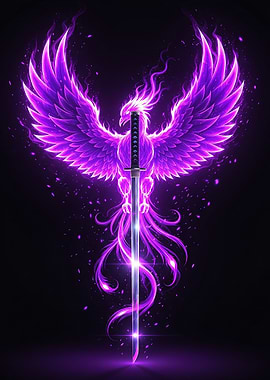 Purple Phoenix with Katana