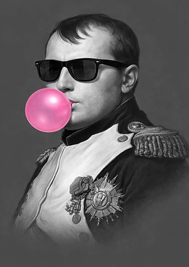 Napoleon Chewing Bubblegum with Sunglasses