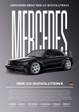 Mercedes-Benz 190E 2.5-16 Evolution II Car Poster