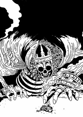 Skull King with Skulls and Flames