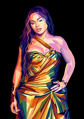 Latto Rapper in a colorful strapless dress