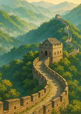 Great Wall of China in Mountains