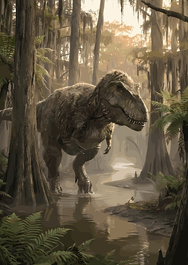 Tyrannosaurus Rex in a Swamp