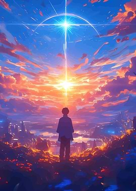 Boy watching a celestial event