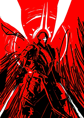 Angelic Warrior with Red Wings