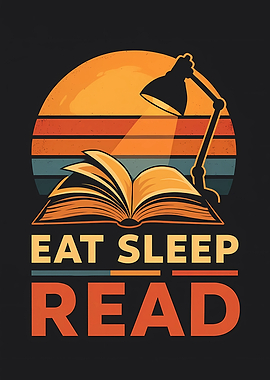 Eat Sleep Read Book Lamp Retro Sunset