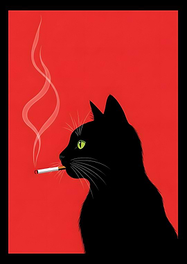 Cat Smoking Cigarette