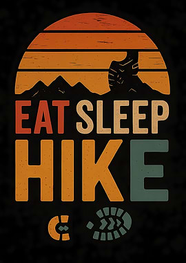Eat Sleep Hike Retro Sunset