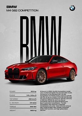 BMW M4 G82 Competition Car Poster