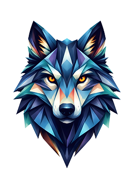 Geometric Wolf Head Art