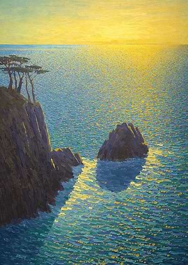 Coastal Cliffside at Sunset