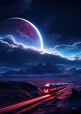 Sci-fi train on alien planet