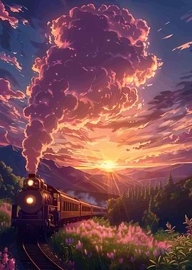 Train at Sunset