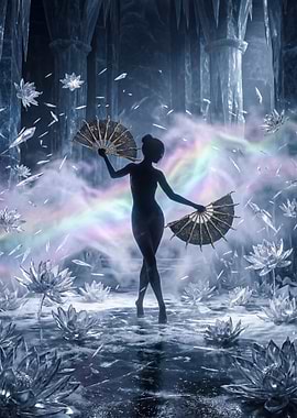 Ice Lotus Dancer with Fans