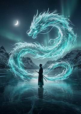 Samurai Facing Ice Dragon