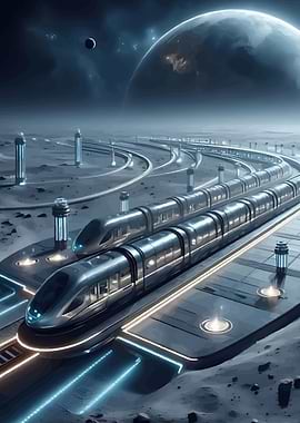 Futuristic Space Train Station
