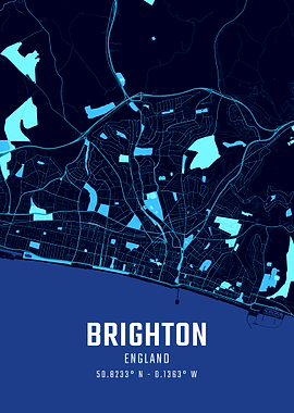 Brighton England Midnight City Map