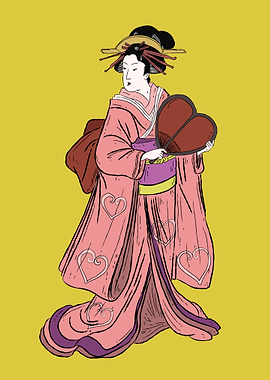 Geisha with Heart Fan