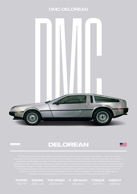 DMC DeLorean Car Poster
