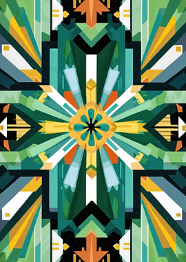 Geometric Floral Sunburst Pattern