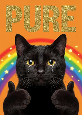 Crying Black Cat Giving Thumbs Up