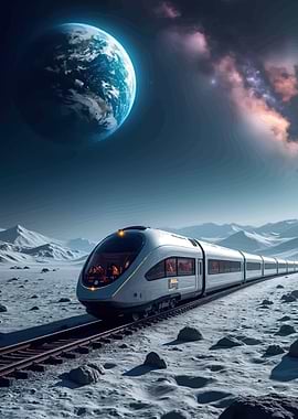 Futuristic Train on Alien Landscape