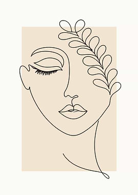 Minimalist Line Art of a Woman's Face