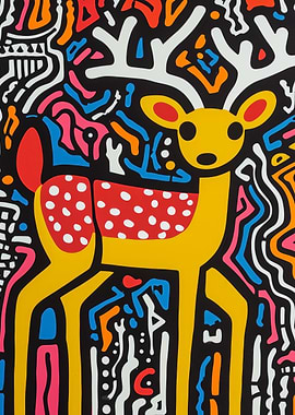 Cute Yellow Deer with Red Polka Dots