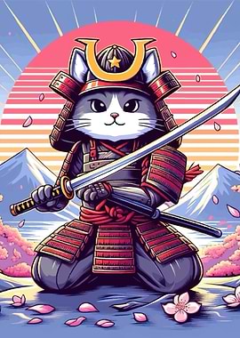 Samurai Cat with Katana