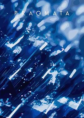 Pragmata Text on Blue Abstract Background