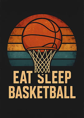Eat Sleep Basketball Retro Design