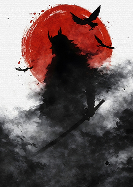 Samurai Warrior Under a Red Sun
