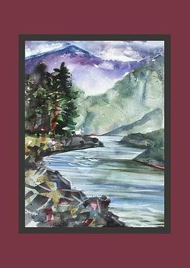 Mountain River Landscape Painting