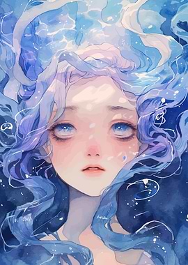 Ethereal Mermaid in Blue Waters