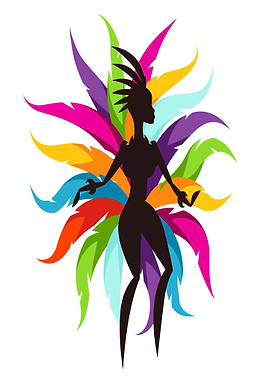 Carnival Dancer Silhouette with Feathers