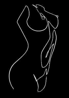 Abstract White Line Art of Female Form